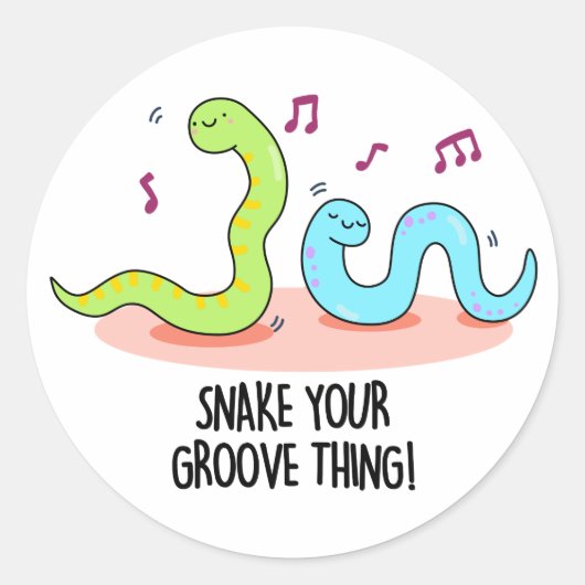Snake Your Groove Thing おもしろい Disco Pun ラウンドシール (正面)