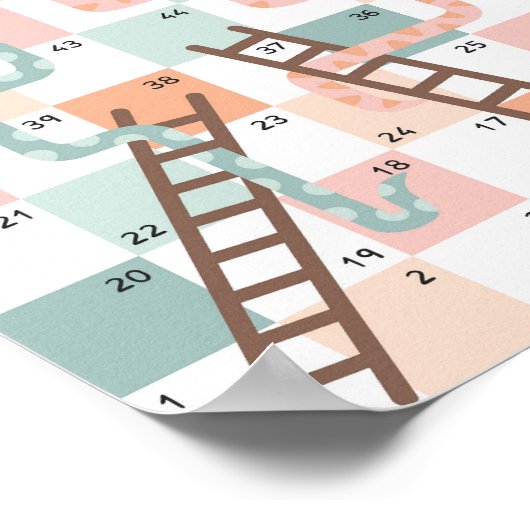 Snakes and ladders board game kids ポスター (角)