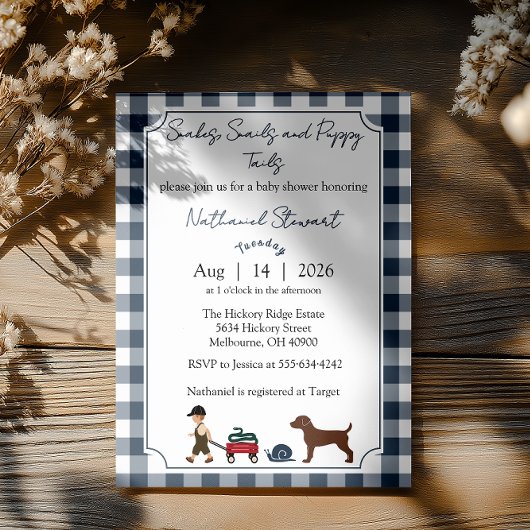 Snakes, Snails & Puppy Tails — Baby Boy Invitation 招待状