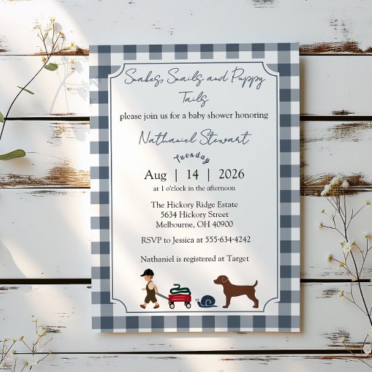 Snakes, Snails & Puppy Tails — Baby Boy Invitation 招待状