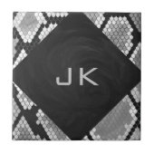 Snakeskin Gray、White、Black モノグラムの タイル (正面)