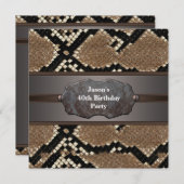 Snakeskin Metal Mans 40th Birthdayパーティー 招待状 (正面/裏面)