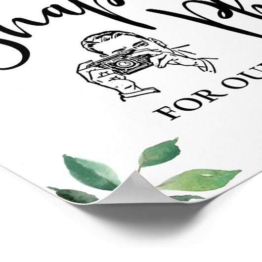 Snap Photo for Our Guest Book Greenery Sign ポスター (角)