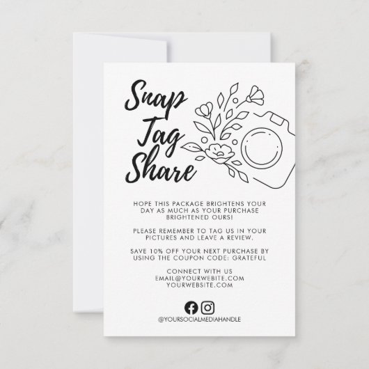  Snap Tag Share Business Thank You Card サンキューカード (裏面)