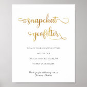 Snapchat geofilter金ゴールド白結婚のサイン ポスター (正面)