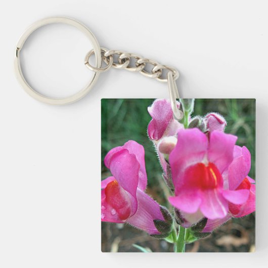 Snapdragonのピンクの花 キーホルダー (正面)