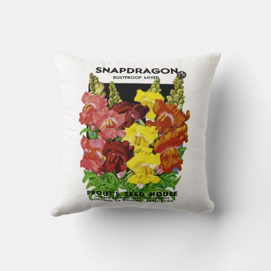 Snapdragonのヴィンテージの種の包み クッション (裏面)