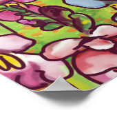 snapdragonsの牧草地でゴールデンレトリバー ポスター (角)