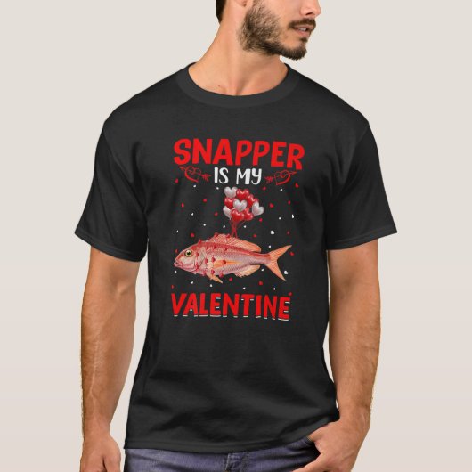 Snapper Is My Valentine Hearts Love Snapper Fish V Tシャツ (正面)