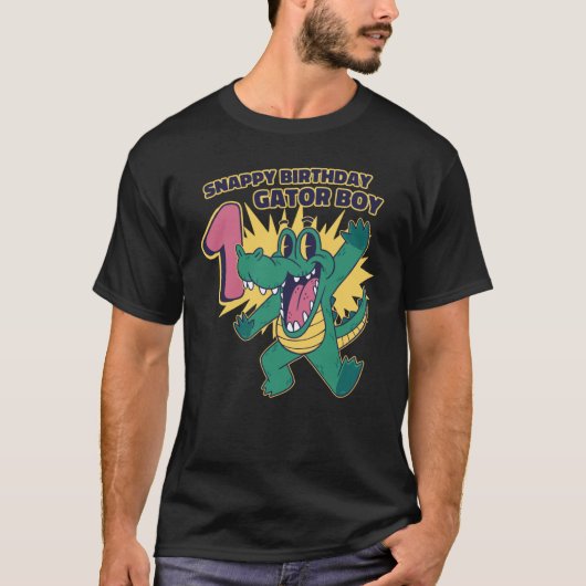 Snappy 1st誕生日ゲーターボーイアリゲーター誕生日 tシャツ (正面)