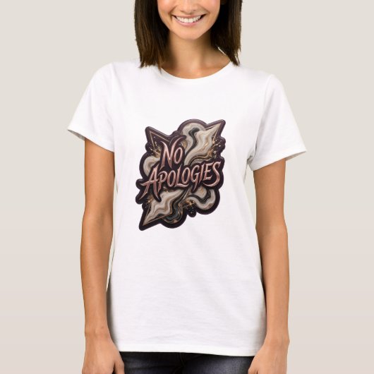 Snappy Gold NO APOLOGIES カスタムTシャツ Tシャツ (正面)