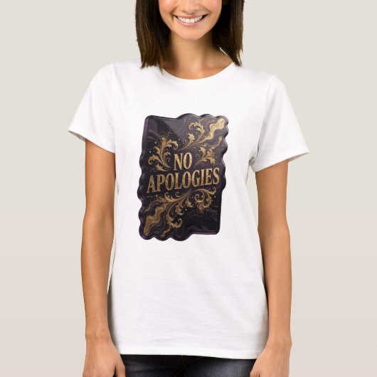 Snappy Gold NO APOLOGIES スローガンTシャツ Tシャツ (正面)