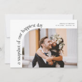 Snapshot Happiest Day White Wedding Photo サンキューカード (正面)