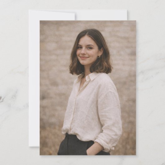 Snapshot Minimalist Script Graduation Black White 招待状 (裏面)