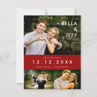 Snapshots Wedding in Red Save the Date Card セーブザデート