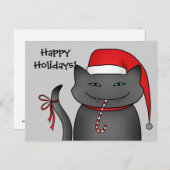 Snarkyのおもしろいなクリスマス猫の灰色 シーズンポストカード (正面/裏面)