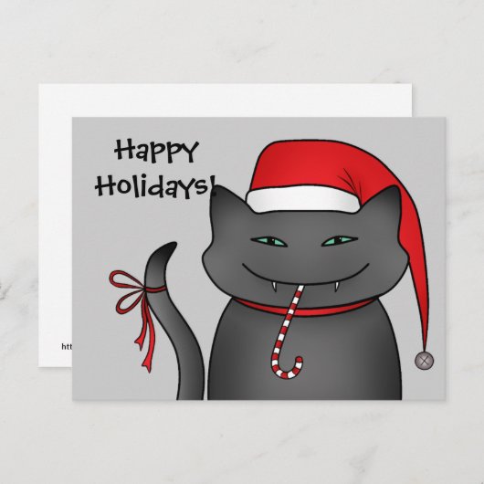 Snarkyのおもしろいなクリスマス猫の灰色 シーズンポストカード (正面/裏面)