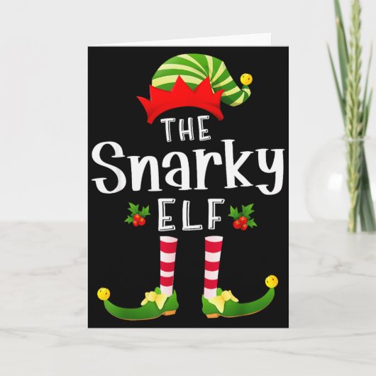 Snarky Christmas Elf Matching Pajama X-mas Party カード (正面)
