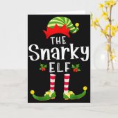 Snarky Christmas Elf Matching Pajama X-mas Party カード (黄色い花)
