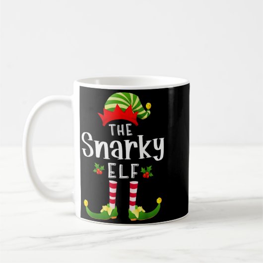 Snarky Christmas Elf Matching Pajama X-mas Party コーヒーマグカップ (左)