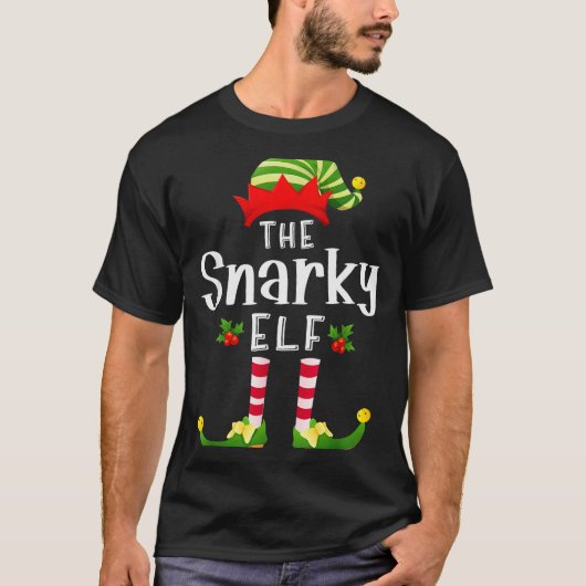 Snarky Christmas Elf Matching Pajama X-mas Party Tシャツ (正面)