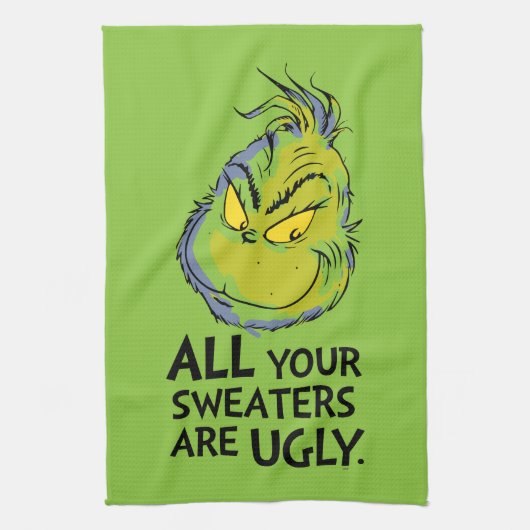 Snarky Grinch | All Your Sweaters Are Ugly キッチンタオル (縦)