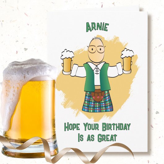 Snarky Male Cartoon Kilt Funny Saying Birthday カード