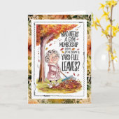 Snarky Old Lady Raking Leaves Fall Autumn Humor カード (黄色い花)