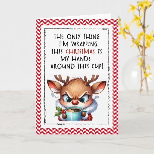 Snarky Reindeer Funny Christmas Card カード (黄色い花)