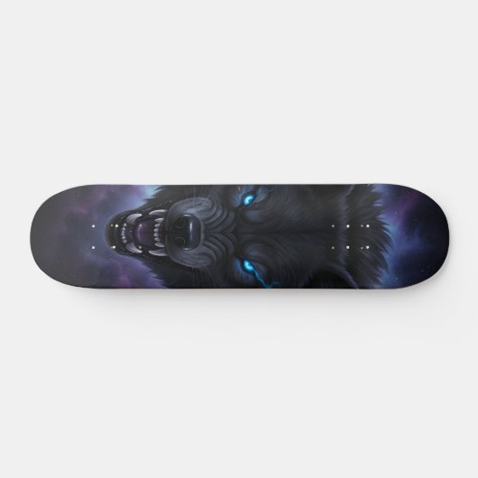  Snarling black wolf head Skateboard  スケートボード (横)