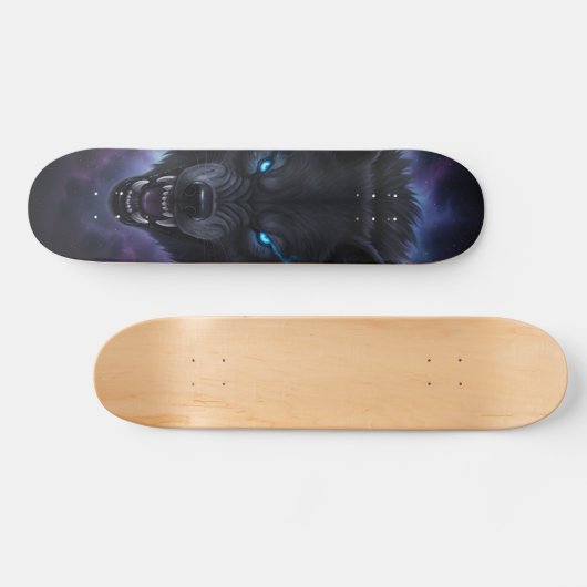  Snarling black wolf head Skateboard  スケートボード (横)