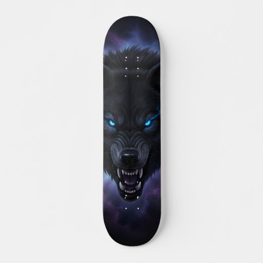  Snarling black wolf head Skateboard  スケートボード (正面)