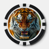Snarling Tiger怒のパーソナライズ名 ポーカーチップ (正面)