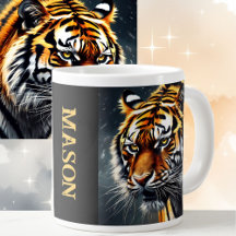 Snarling Tiger Personalize Name Gift Coffee