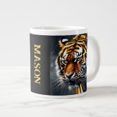 Snarling Tiger Personalize Name Gift Coffee ジャンボコーヒーマグカップ (正面右)