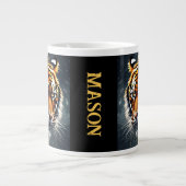 Snarling Tiger Personalize Name Gift Coffee ジャンボコーヒーマグカップ (正面)