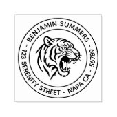 Snarling Tiger Profile Round Address セルフインキングスタンプ (デザイン)