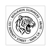 Snarling Tiger Profile Round Address ラバースタンプ (インプリント)