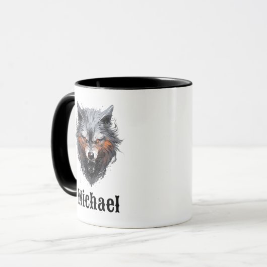 Snarling Wolf Personalized Coffee Cup マグカップ (正面左)