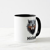 Snarling Wolf Personalized Coffee Cup マグカップ (正面右)