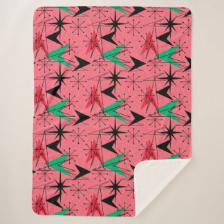 Snazzy Mid-Century Modern Orange Aqua Atomic シェルパブランケット