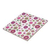 Snazzy Purple and Green Flower Pattern on White タイル (側面)