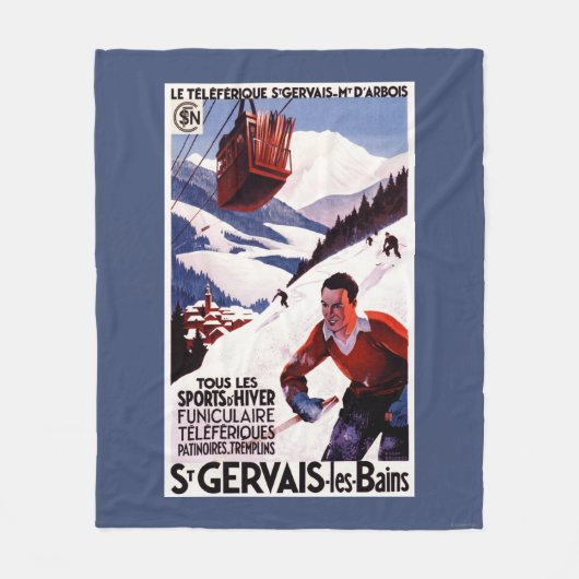 SNCFの鉄道のケーブル・カーの広告宣伝ポスター フリースブランケット (正面)