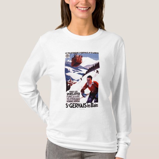 SNCFの鉄道のケーブル・カーの広告宣伝ポスター Tシャツ (正面)