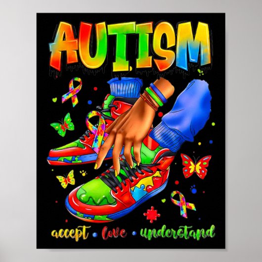 Sneaker Autism Accept Love Understand Autism Aware ポスター (正面)