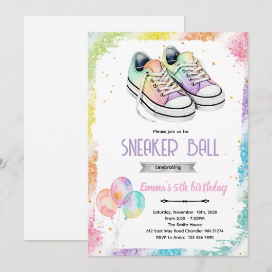 Sneaker ball girl party invite 招待状 (正面/裏面)