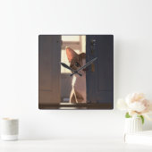 Sneaky cat  スクエア壁時計 (ホーム)