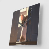 Sneaky cat  スクエア壁時計 (傾斜)