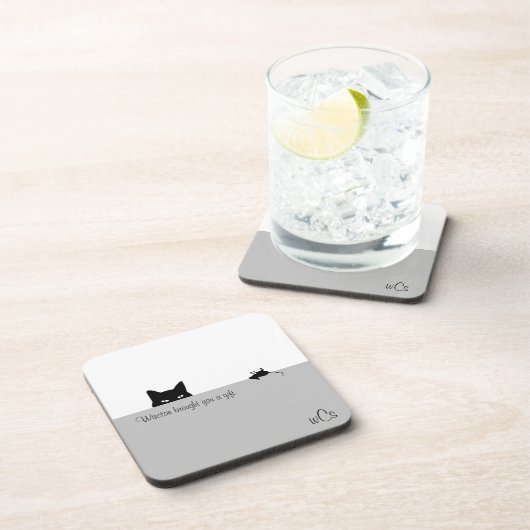 Sneaky Cat Brought you a Gift コースター (右側)