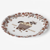 Sneaky Raccoon Chocolate Chip Border ペーパープレート (アングル)